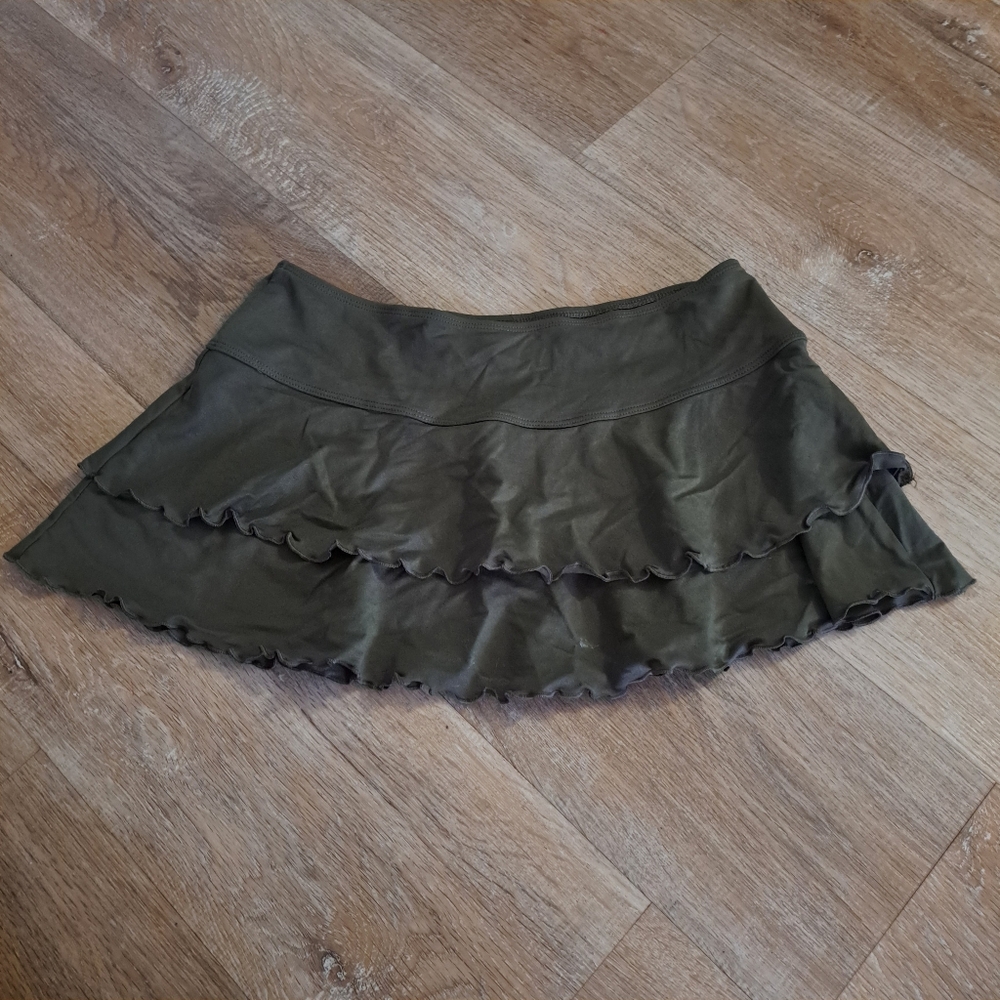 Body Glove Olive Green Two Layer Ruffle Tiered Mini Skirt Women's Size S/P